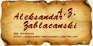 Aleksandar Zablaćanski vizit kartica